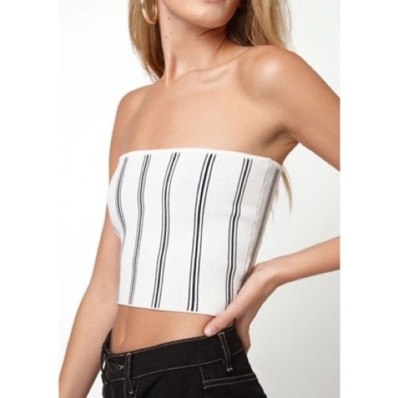 La Hearts Tops - LA Hearts Striped Sweater Tube Top